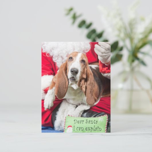 Dear Santa I can Explain Basset Hound Feestdagenkaart (Staand voorkant)