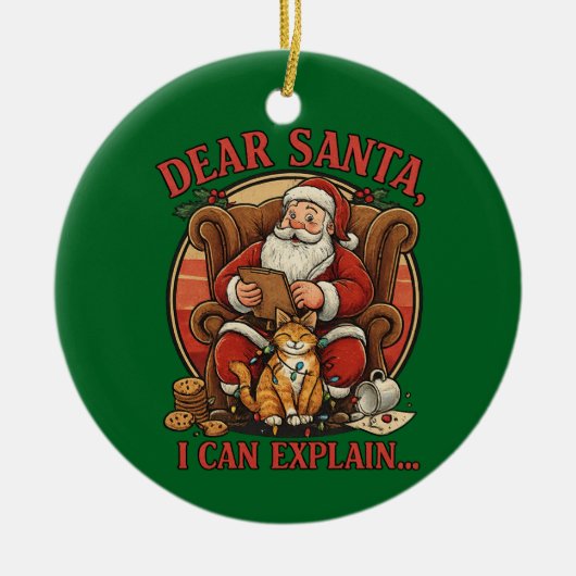 Dear Santa I Can Explain Ceramic Ornament (Voorkant)