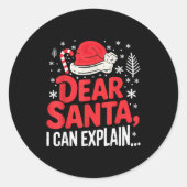 Dear Santa I Can Explain Funny Christian Ronde Sticker (Voorkant)