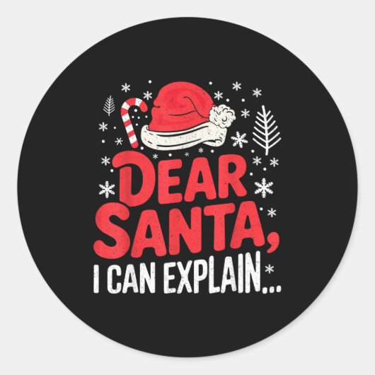 Dear Santa I Can Explain Funny Christian  Ronde Sticker (Voorkant)