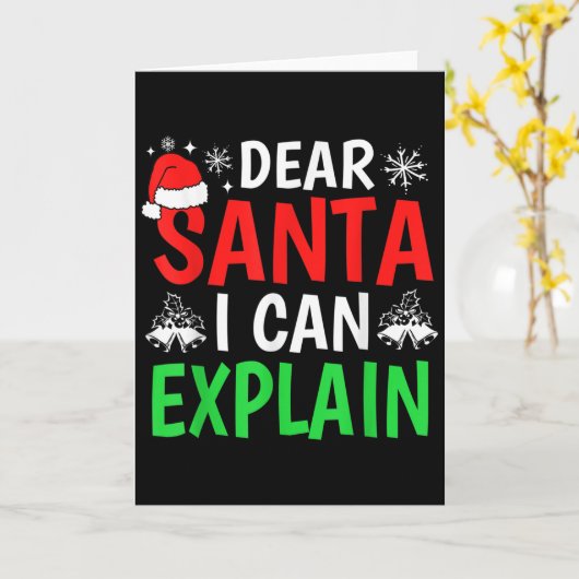 Dear Santa I Can Explain Funny Christmas Holiday F Kaart (Gele Bloem)