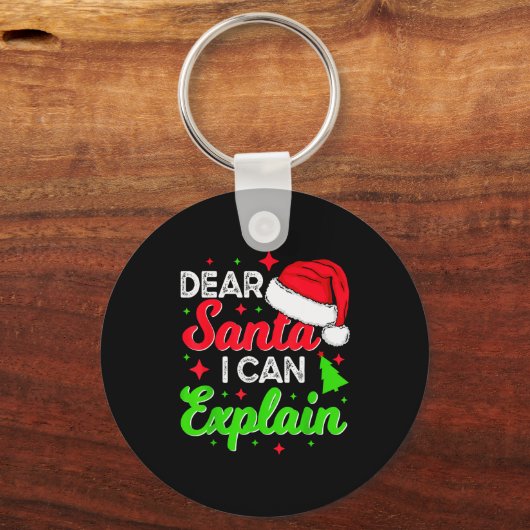 Dear Santa I Can Explain Funny Christmas Joke Sant Sleutelhanger (Voorkant)