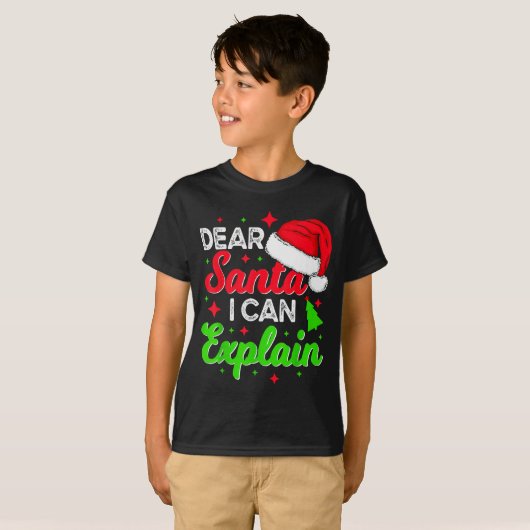 Dear Santa I Can Explain Funny Christmas Joke Sant T-shirt (Voorkant volledig)