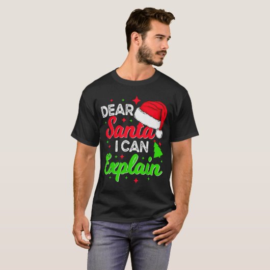 Dear Santa I Can Explain Funny Christmas Joke Sant T-shirt (Voorkant volledig)