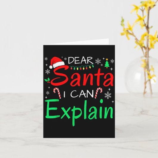 Dear Santa I Can Explain Funny Christmas Men Women Kaart (Gele Bloem)