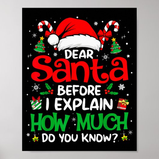 Dear Santa I Can Explain Funny Christmas Men Women Poster (Voorkant)