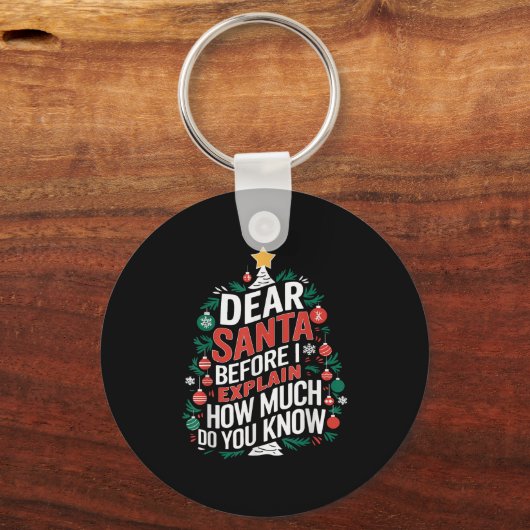 Dear Santa I Can Explain Funny Christmas Pjs Tree Sleutelhanger (Voorkant)