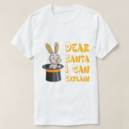 "Dear Santa I Can Explain" Funny Christmas Rabbit  T-shirt (Design voorkant)