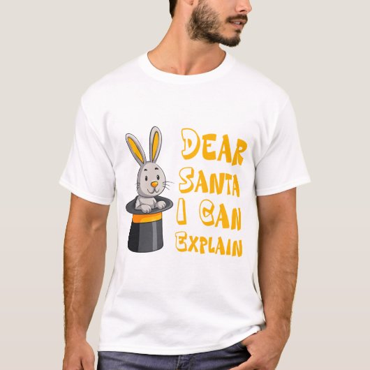 "Dear Santa I Can Explain" Funny Christmas Rabbit  T-shirt (Voorkant)