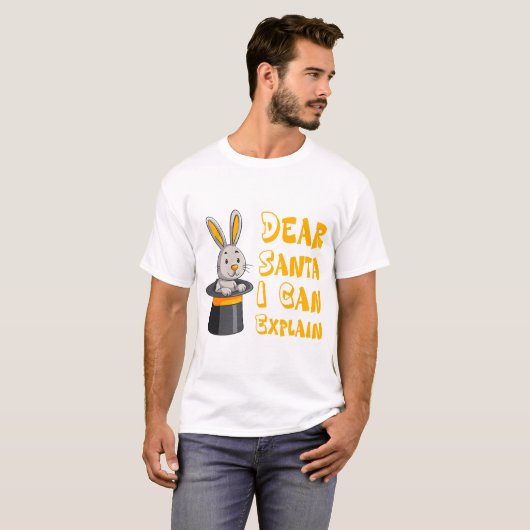 "Dear Santa I Can Explain" Funny Christmas Rabbit  T-shirt (Voorkant volledig)