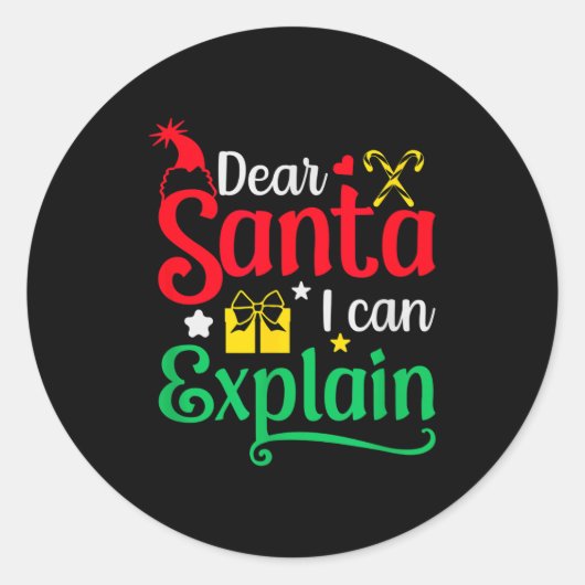 Dear Santa I Can Explain Funny Christmas Ronde Sticker (Voorkant)