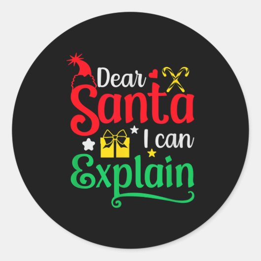 Dear Santa I Can Explain Funny Christmas  Ronde Sticker (Voorkant)