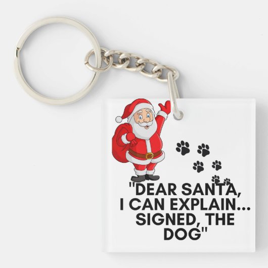 Dear Santa I Can Explain Funny Dog Christmas Mug Sleutelhanger (voorkant)
