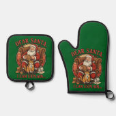 Dear Santa I Can Explain Potholders Ovenwant & Pannenlap Set (Voorkant)