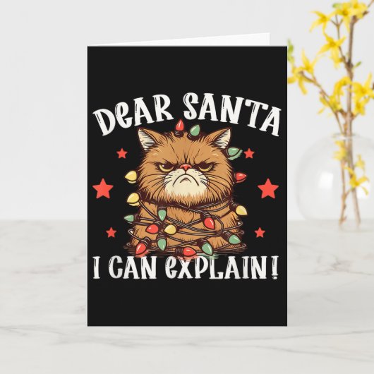 Dear Santa I Can Explain The Cat Did It Funny Chri Kaart (Gele Bloem)