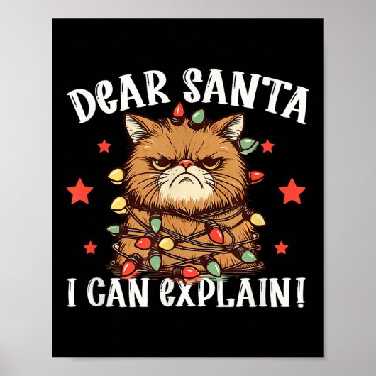 Dear Santa I Can Explain The Cat Did It Funny Chri Poster (Voorkant)