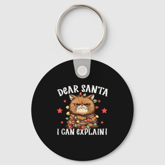 Dear Santa I Can Explain The Cat Did It Funny Chri Sleutelhanger (Voorkant)