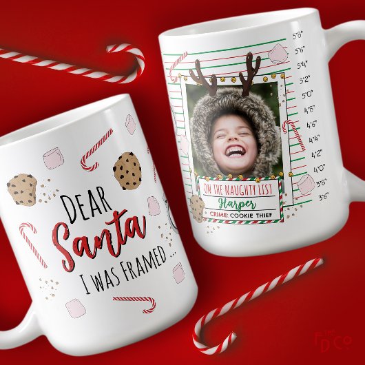 Dear Santa (I was Framed) Funny Mugshot Christmas Koffiemok