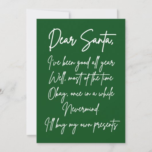 Dear Santa I'll buy my own stuff Funny Christmas Kaart (Voorkant)