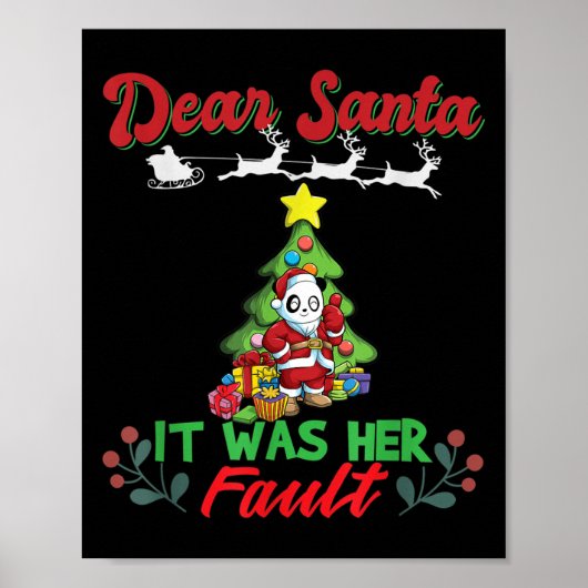 Dear Santa It Was Her Fault Siblings Matching Xmas Poster (Voorkant)