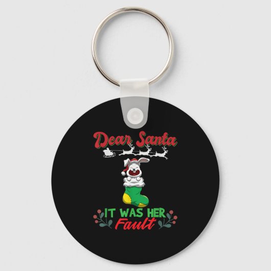 Dear Santa It Was Her Fault Siblings Matching Xmas Sleutelhanger (Voorkant)