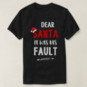 Dear Santa It Was His Fault Funny Christmas Plaid  T-shirt (Design voorkant)