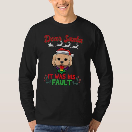 Dear Santa It Was His Fault Siblings Matching Xmas T-shirt (Voorkant)