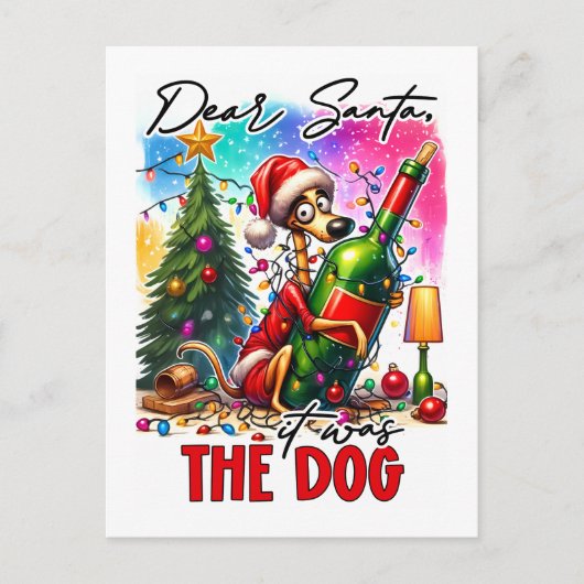 Dear Santa It Was the Dog – Funny Christmas Pet Briefkaart (Voorkant)