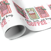 Dear Santa Just Bring Coffee Christmas Preppy Xmas Cadeaupapier (Rol Hoek)