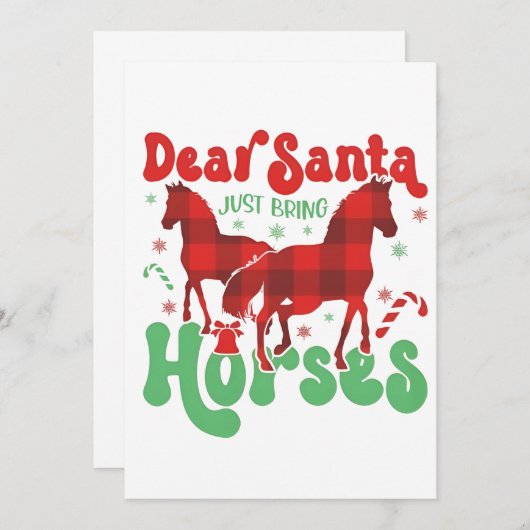 Dear Santa Just Bring the Horses Funny Christmas   Aankondiging (Voorkant / Achterkant)