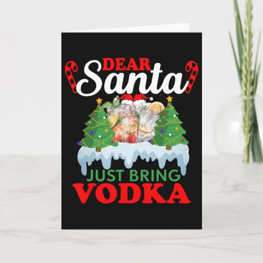 Dear Santa Just Bring Vodka Family Christmas Match Kaart (Voorkant)