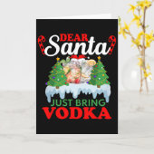 Dear Santa Just Bring Vodka Family Christmas Match Kaart (Gele Bloem)