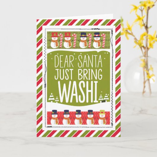 Dear Santa Just Bring Washi Snowman Kaart (Gele Bloem)