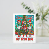 Dear Santa Just Bring Wine  Briefkaart (Staand voorkant)