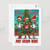 Dear Santa Just Bring Wine  Briefkaart (Voorkant / Achterkant)