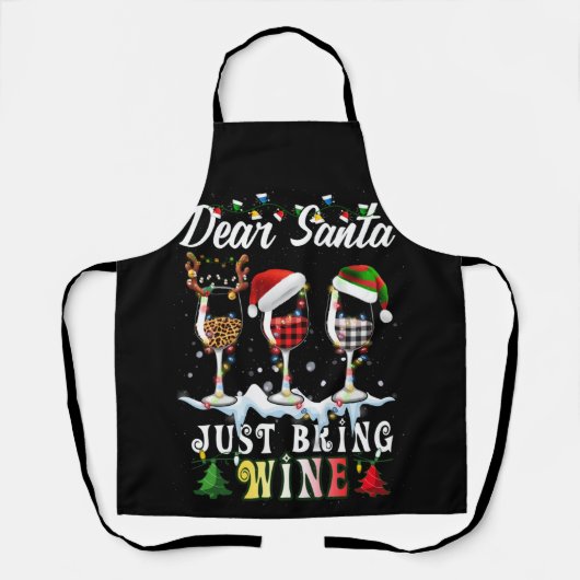 Dear Santa Just Bring Wine Christmas Pajama Costum Schort (Voorkant)