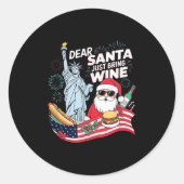 Dear Santa Just Bring Wine For Christmas  Ronde Sticker (Voorkant)