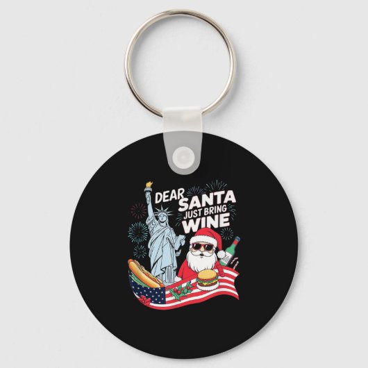 Dear Santa Just Bring Wine For Christmas  Sleutelhanger (Voorkant)