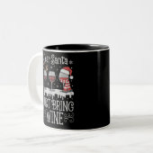 Dear Santa Just Bring Wine Xmas Drinking Party Tweekleurige Koffiemok (Voorkant links)