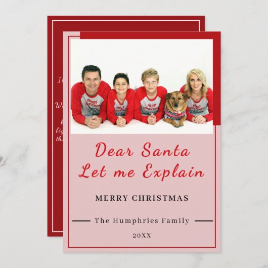 Dear Santa, Let Me Explain - Fun photo CHRISTMAS  Bedankkaart (Voorkant / Achterkant)