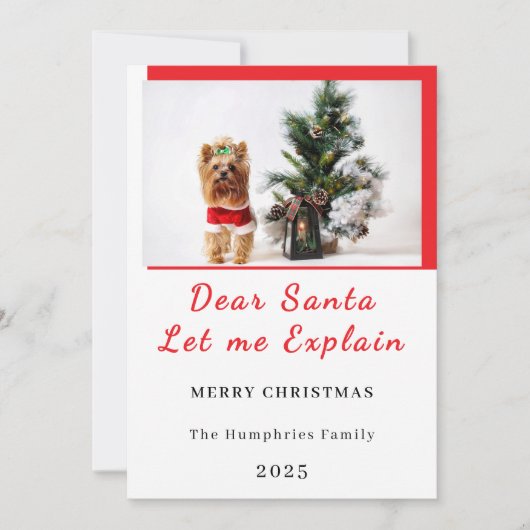 Dear Santa, Let Me Explain - Fun photo CHRISTMAS  Bedankkaart (Voorkant)
