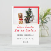 Dear Santa, Let Me Explain - Fun photo CHRISTMAS  Bedankkaart (Staand voorkant)