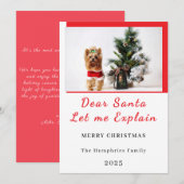Dear Santa, Let Me Explain - Fun photo CHRISTMAS  Bedankkaart (Voorkant / Achterkant)