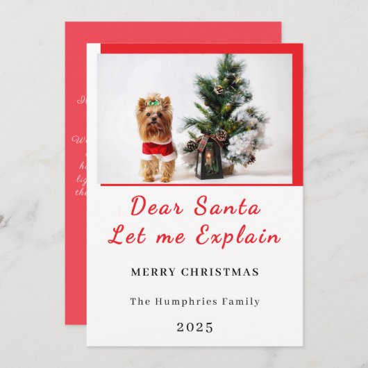 Dear Santa, Let Me Explain - Fun photo CHRISTMAS Bedankkaart (Voorkant / Achterkant)