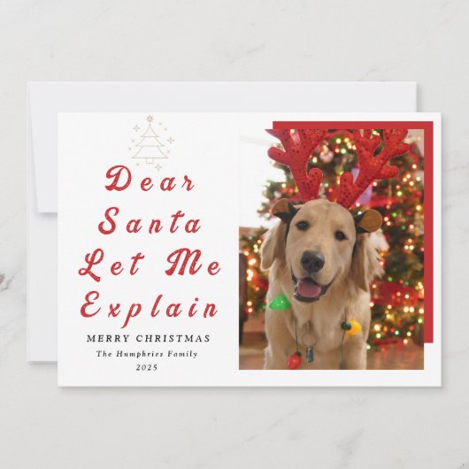 Dear Santa, Let Me Explain – Funny Pet Christmas  Feestdagenkaart (Voorkant)