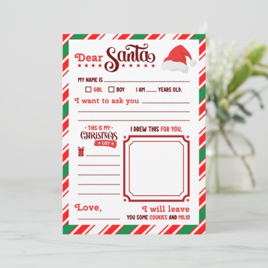 “Dear Santa” Letter  Kaart (Staand voorkant)