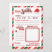 “Dear Santa” Letter Kaart (Voorkant / Achterkant)