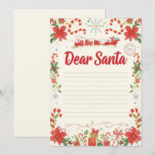 Dear Santa Letter Template | Kids Christmas Kaart (Voorkant / Achterkant)