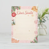 Dear Santa Letter Template | Pastel Pink & Gold Kaart (Staand voorkant)