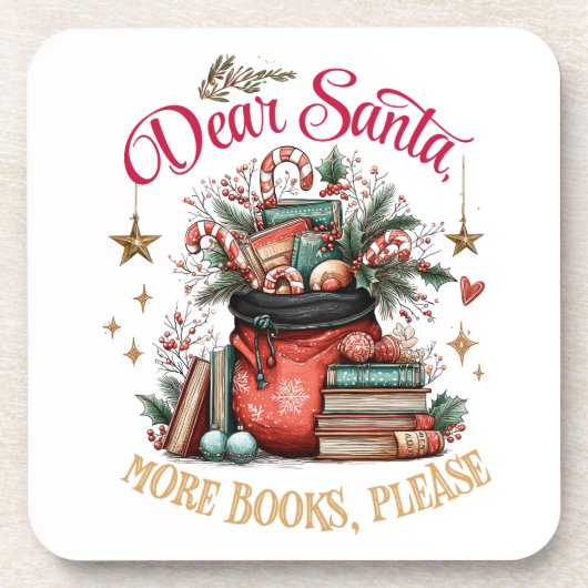 Dear Santa, More Books Please  Bier Onderzetter (Voorkant)